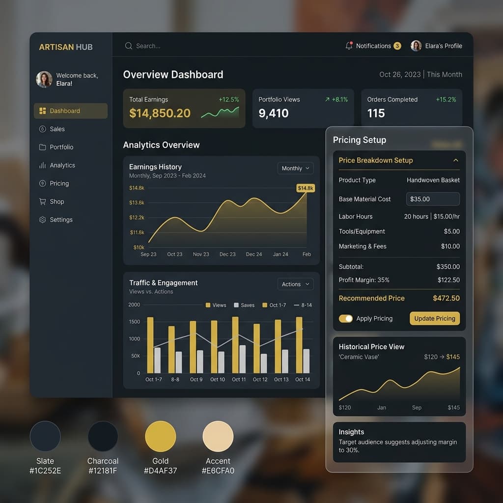 Artisan Dashboard Mockup